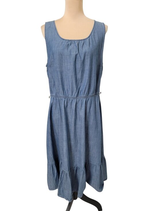 Talbots Dresses & Skirts - Talbots Size 14 Chambray Sleeveless Denim Flounce Hem Dress